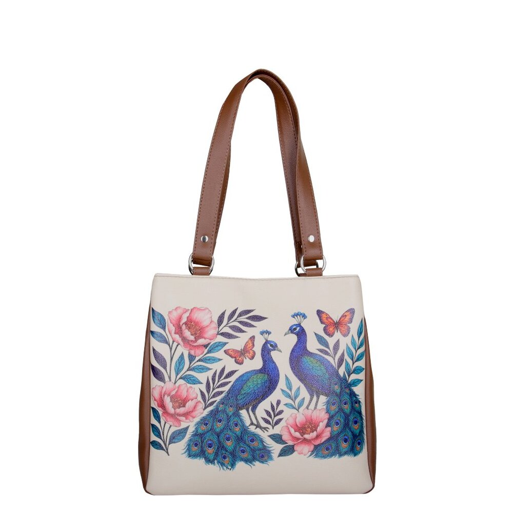 Printed Vegan Leather Shoulder Tote Bag for Women – Top Handle Handbag Purse